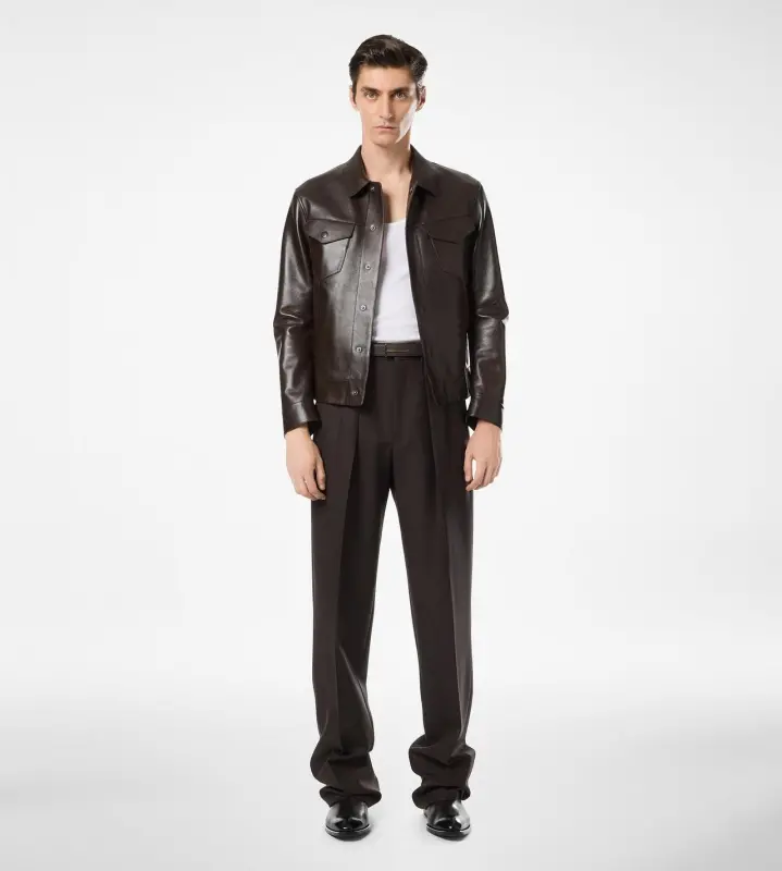 BUFFALO GRAIN LEATHER WESTERN JACKET DARK BROWN online